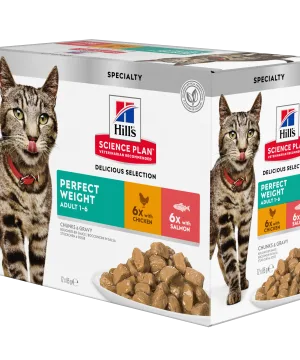 HILL'S SP Adult Perfect Weight Wet Cat Food Multipack Chicken & Salmon Feline Perfect Weight Chicken and Salmon Multipack 604016