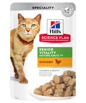 HILL'S SP Adult 7+ Senior Vitality Wet Cat Food Chicken Feline Senior Vitality Chicken Pouch 605257